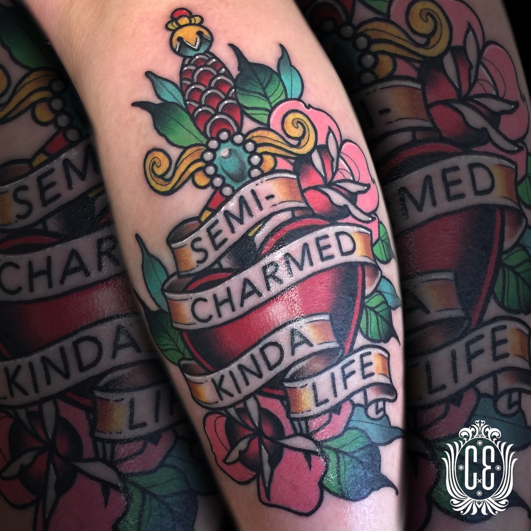 Color Neotraditional American Traditional Lettering And Script Illustrative Tattoo By Chris